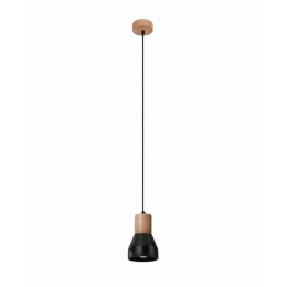 Lampa wisząca QUBIC czarna drewniana pojedyncza - Sollux Lighting