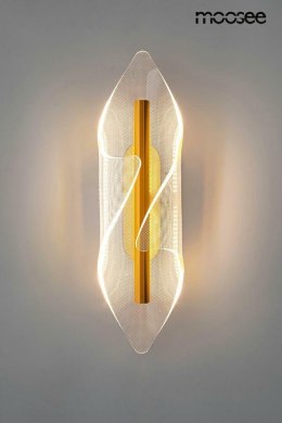 Kinkiet FROST złoty nowoczesna lampa ścienna transarentny klosz - Moosee - świeci się